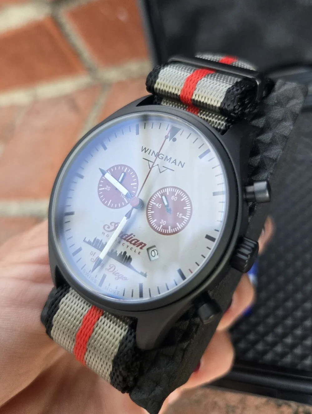 Wingman Men’s Swim Watch Strap - White, Gray & Red